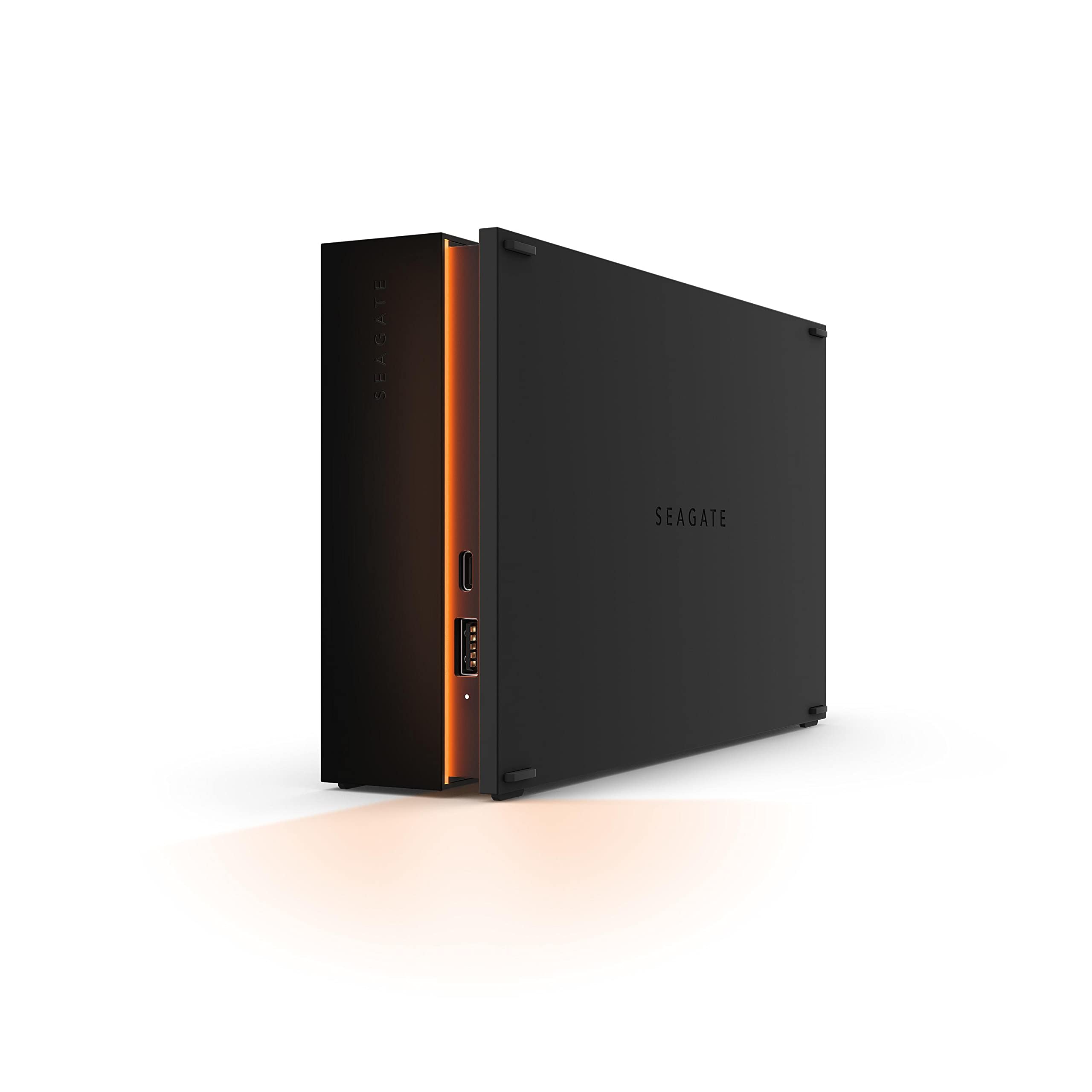 Seagate FireCuda Gaming Hub 8TB, External Hard Drive, USB 3.2, Customisable RGB LED lighting, Dual forward-facing USB, for Desktop PC, Data Rescue Services (STKK8000400)