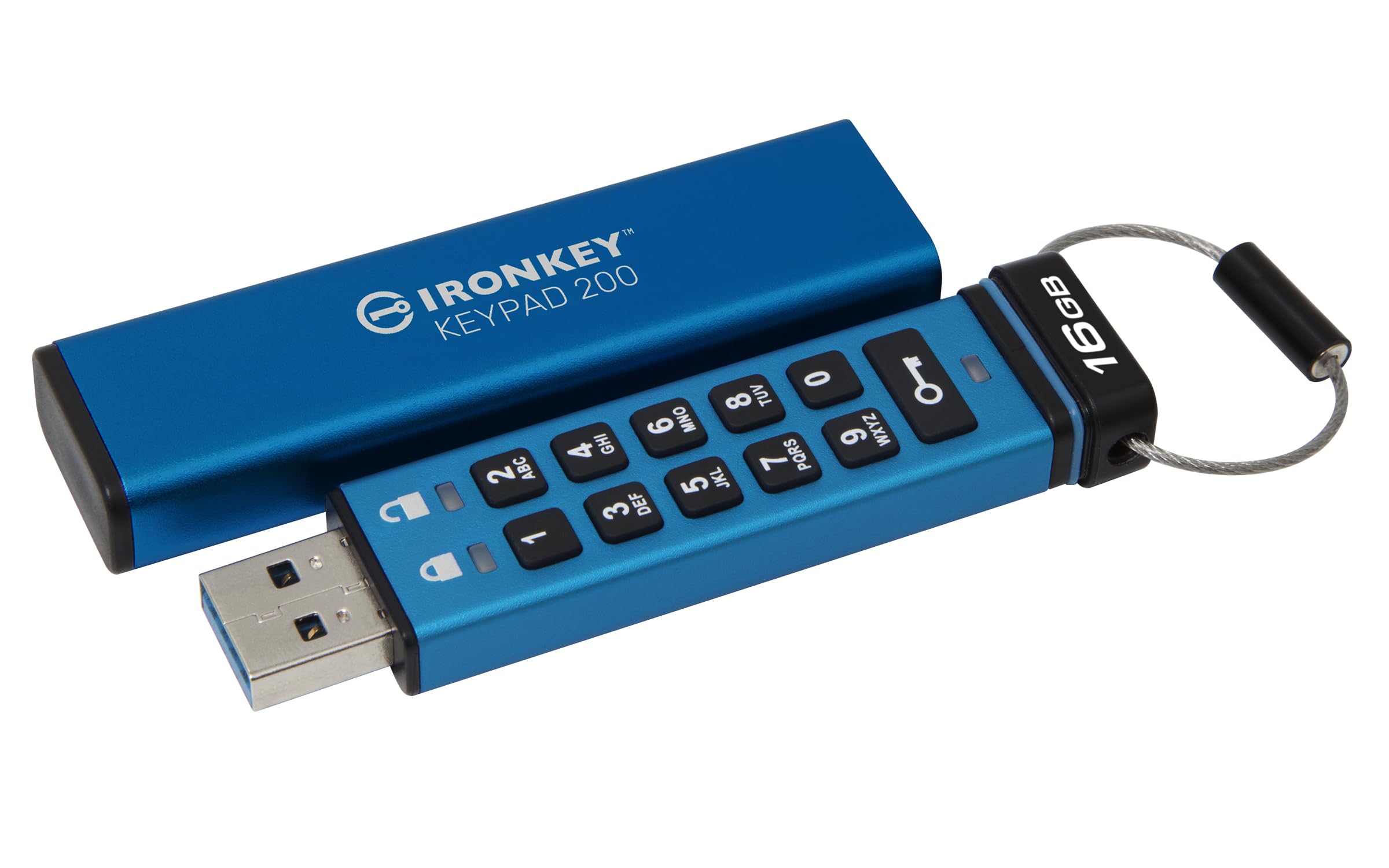 Kingston IronKey Keypad 200 Type -A hardware-encrypted USB Flash Drive FIPS 140-3 Level 3 (Pending) with XTS-AES 256-bit Hardware Encryption - IKKP200/16GB