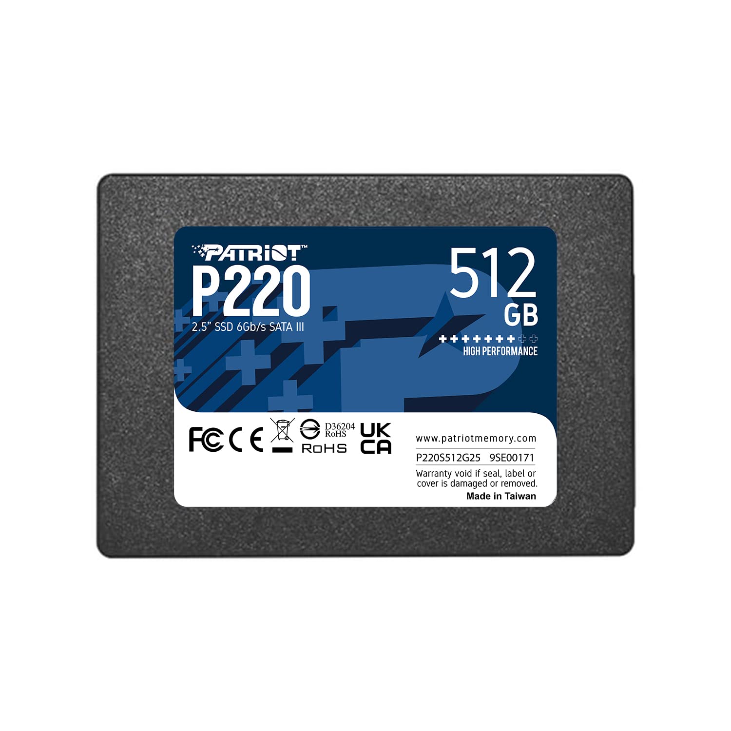 Patriot P220 SATA 3 512GB Internal Solid State Drive 2.5” - P220S512G25