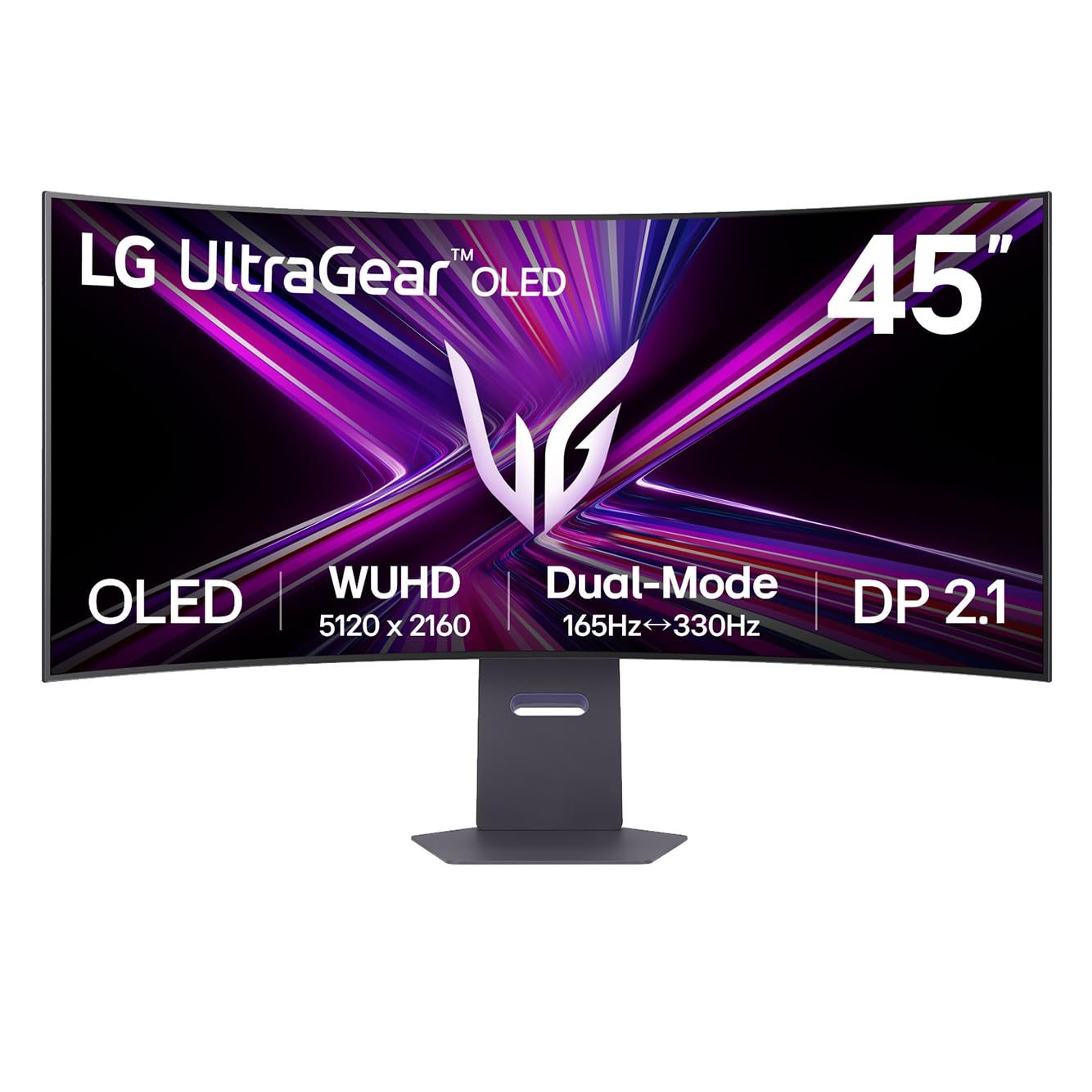 LG UltraGear OLED GX9 Gaming Monitor 45GX950A-B - 5K2K 45 Inch WOLED Curved, Dual-mode 165-330Hz, 0.03ms, 275-1300nits, FreeSync Premium Pro, HDR 400, Speakers, DP 2.1, HDMI 2.1, USB-C, Black LG UltraGear OLED GX9 Gaming Monitor 45GX950A-B - 5K2K 45 Inch WOLED Curved, Dual-mode 165-330Hz, 0.03ms, 275-1300nits, FreeSync Premium Pro, HDR 400, Speakers, DP 2.1, HDMI 2.1, USB-C, Black
