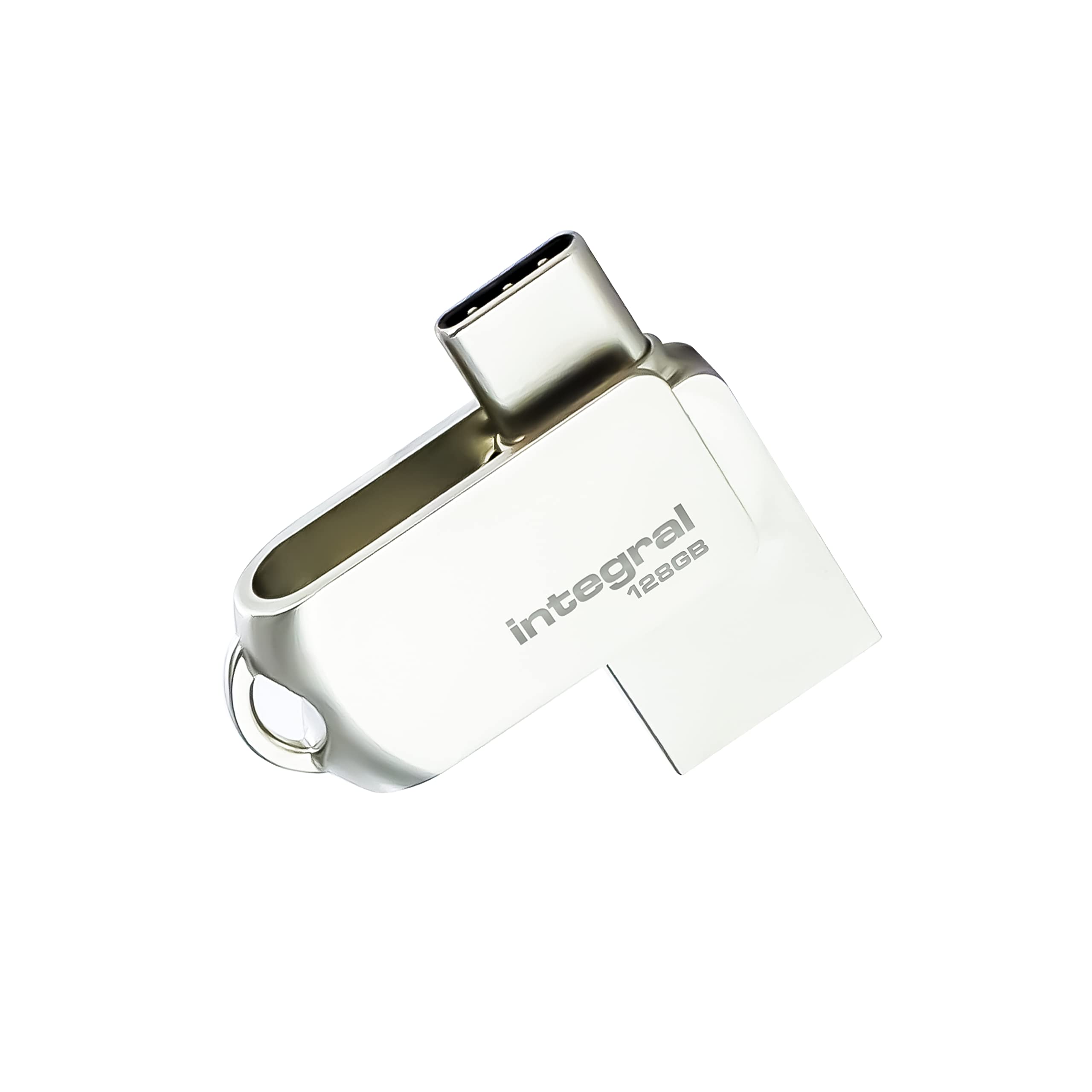 Integral 128GB 360-Dual USB 3.2 Gen 1 Type C and Type A Flash Drive with Solid Metal Casing, Fast Transfer Speeds and Simply Plug and Play IPhone 15, 16 series, Macbook Pro/Air and Ipad Pro