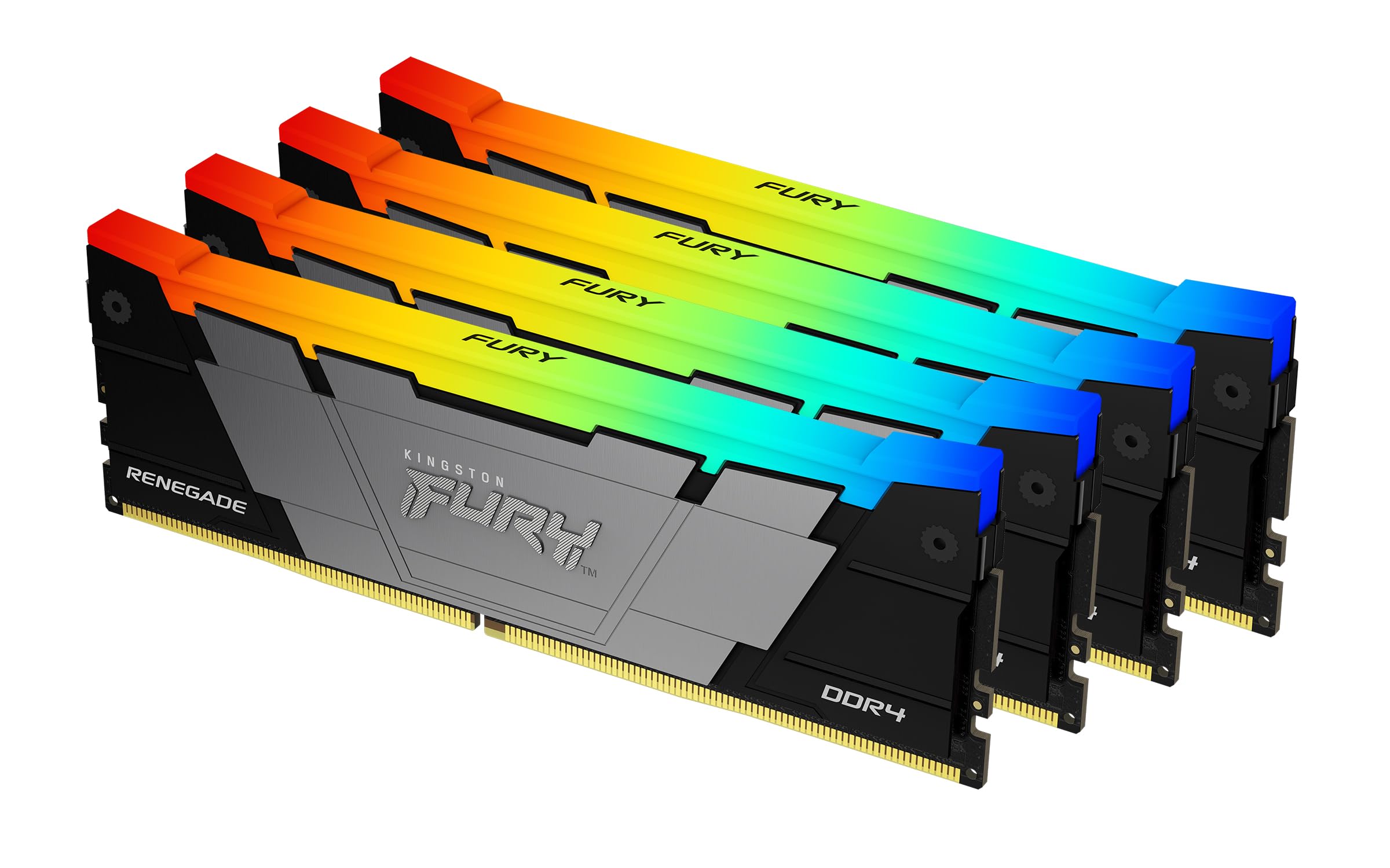 Kingston FURY Renegade RGB 128GB 3600MT/s DDR4 CL18 DIMM (Kit of 4) Desktop Gaming Memory - KF436C18RB2AK4/128
