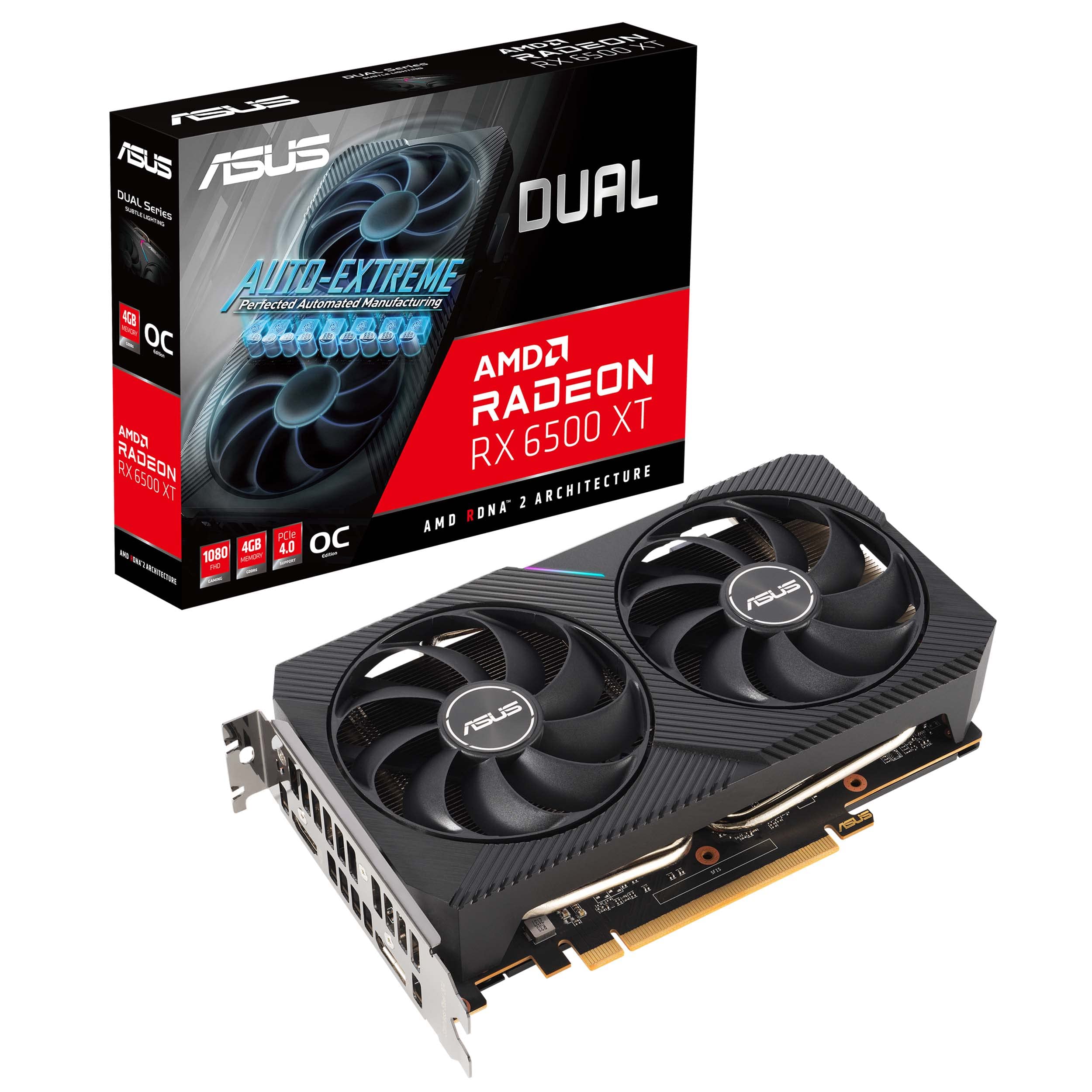 ASUS Dual AMD Radeon RX 6500 XT OC Edition 4GB GDDR6 Gaming Graphics Card (AMD RDNA 2, PCIe 4.0, 4GB GDDR6